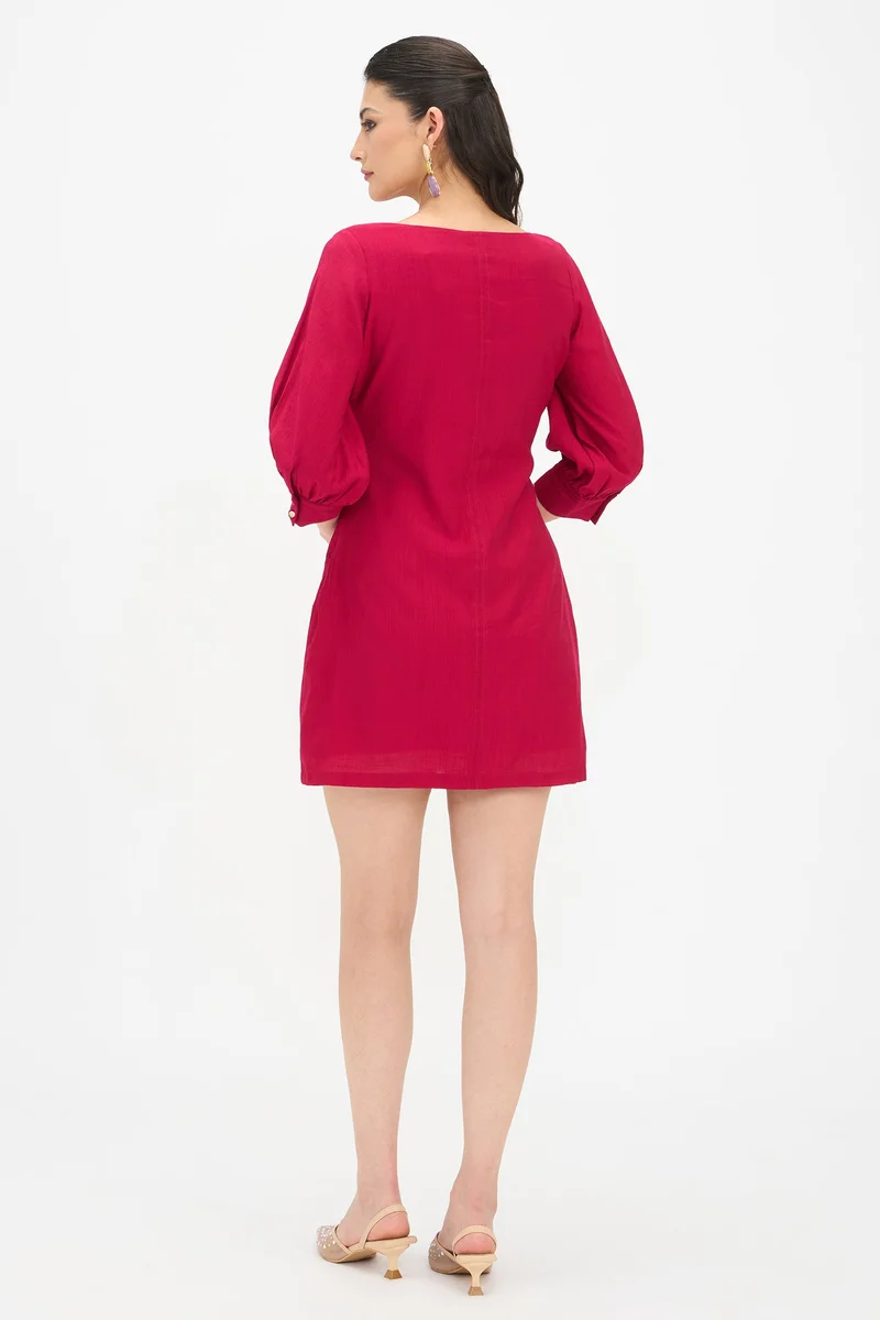 Virgio  Solid Viscose A-Line Mini Dress for Women for Women | Best Price UAE