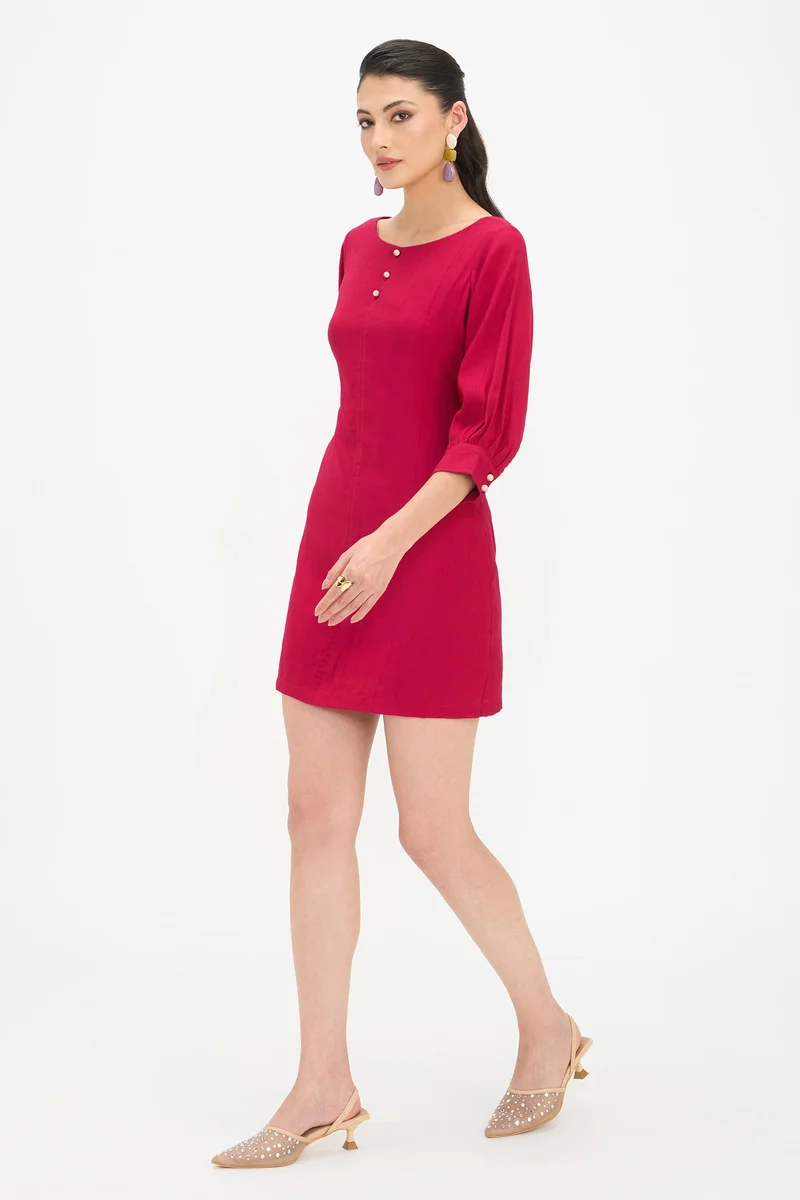 Virgio  Solid Viscose A-Line Mini Dress for Women for Women | Best Price UAE