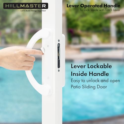HILLMASTER Sliding Glass Door Handle with Mortise Lock and Key Cylinder,Patio Door Lock with Key Replacement Patio Door Handle Set Sliding Door Lock Fits 3-15/16" Screw Hole Spacing,Reversible Design - Image 2