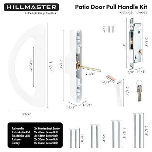 HILLMASTER Sliding Glass Door Handle with Mortise Lock and Key Cylinder,Patio Door Lock with Key Replacement Patio Door Handle Set Sliding Door Lock Fits 3-15/16" Screw Hole Spacing,Reversible Design - Image 3