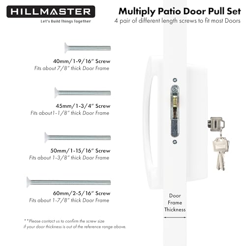 HILLMASTER Sliding Glass Door Handle with Mortise Lock and Key Cylinder,Patio Door Lock with Key Replacement Patio Door Handle Set Sliding Door Lock Fits 3-15/16" Screw Hole Spacing,Reversible Design - Image 4