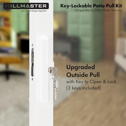HILLMASTER Sliding Glass Door Handle with Mortise Lock and Key Cylinder,Patio Door Lock with Key Replacement Patio Door Handle Set Sliding Door Lock Fits 3-15/16" Screw Hole Spacing,Reversible Design - Image 5