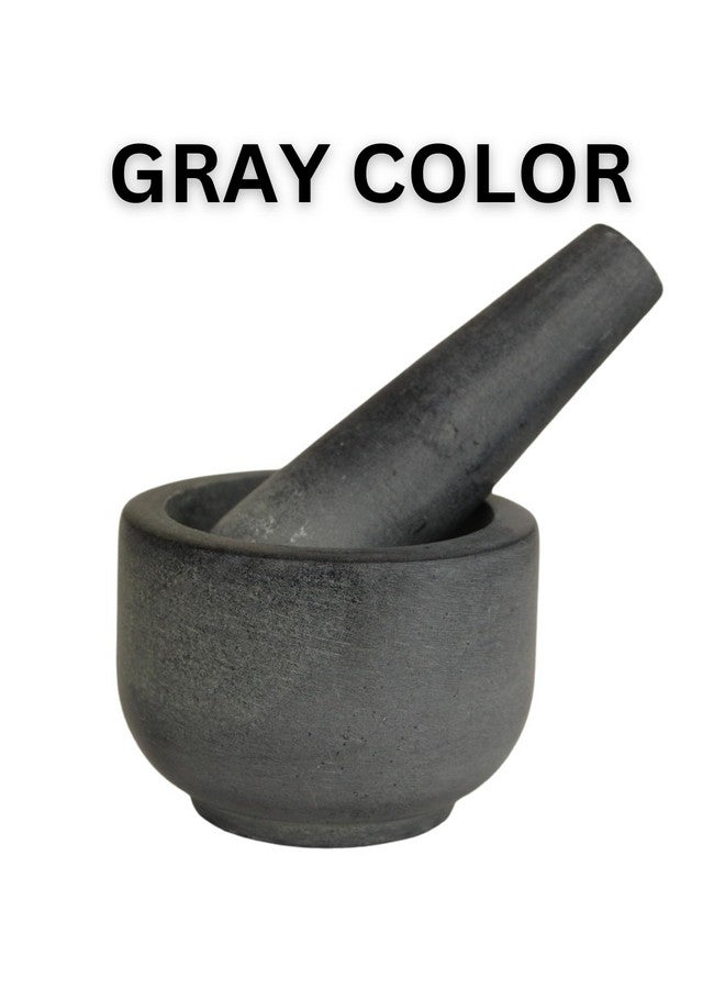 KC KULLICRAFT stone Mortar and Pestle, for Grind Spices, Powder Pesto, Mash Herbs, Crush Pills, Regular Size (3.75"X2.75" Mortar, 5" X1.5" Pestle) - Image 2
