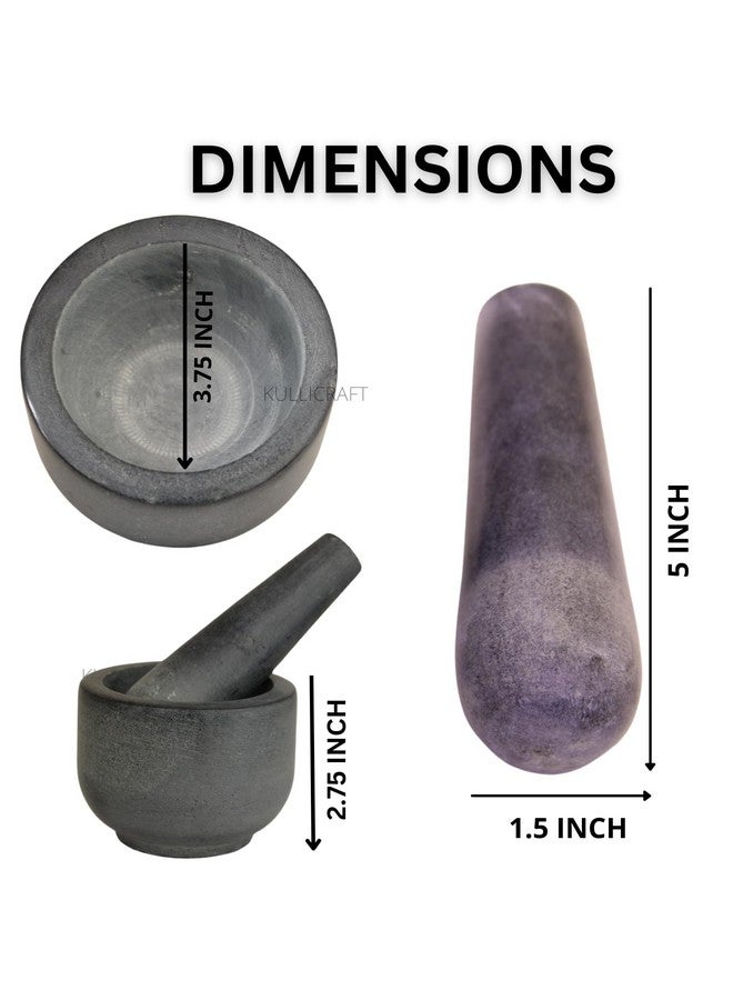 KC KULLICRAFT stone Mortar and Pestle, for Grind Spices, Powder Pesto, Mash Herbs, Crush Pills, Regular Size (3.75"X2.75" Mortar, 5" X1.5" Pestle) - Image 3