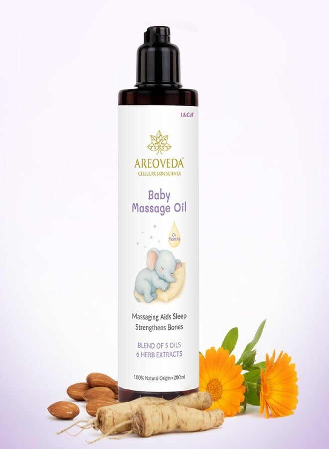 AreoVeda 100% Organic Cold-Pressed Baby Massage Oil for Babies & Toddlers (200ml) | With Almond (Badam) & Sesame Oils | Non-Sticky & Quick-Absorbing | Massage Strengthens Bones, Aids Sleep - Image 2