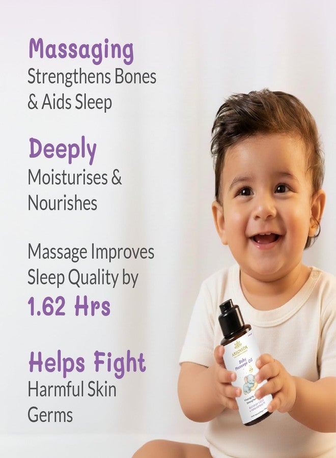 AreoVeda 100% Organic Cold-Pressed Baby Massage Oil for Babies & Toddlers (200ml) | With Almond (Badam) & Sesame Oils | Non-Sticky & Quick-Absorbing | Massage Strengthens Bones, Aids Sleep - Image 3