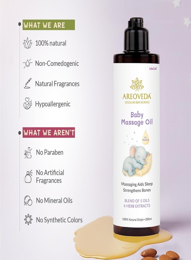 AreoVeda 100% Organic Cold-Pressed Baby Massage Oil for Babies & Toddlers (200ml) | With Almond (Badam) & Sesame Oils | Non-Sticky & Quick-Absorbing | Massage Strengthens Bones, Aids Sleep - Image 5