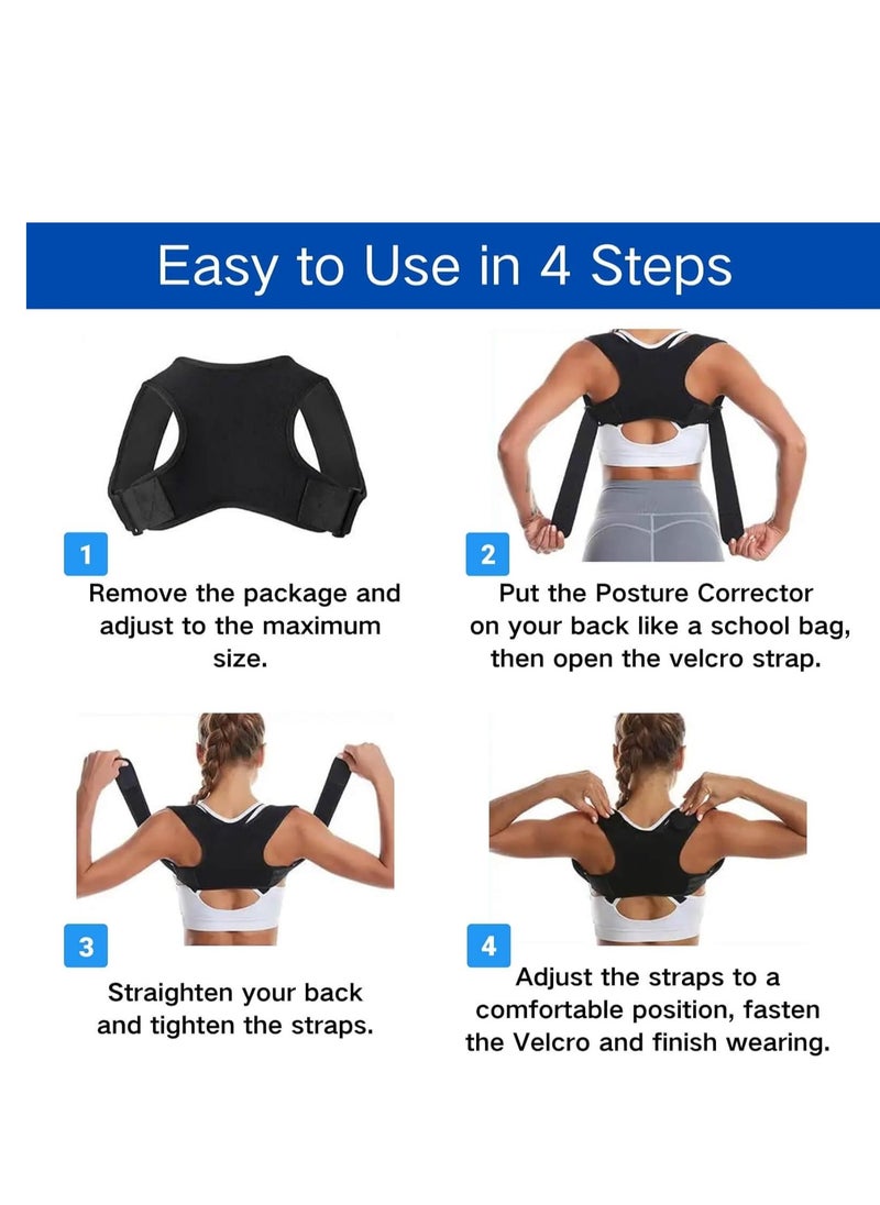 REALDOCTORS Breathable Posture Corrector for Women and Men, Adjustable Back Support Brace, Back Posture Corrector, Neck and Shoulder Pain Relief, Black, Size L  - Image 2