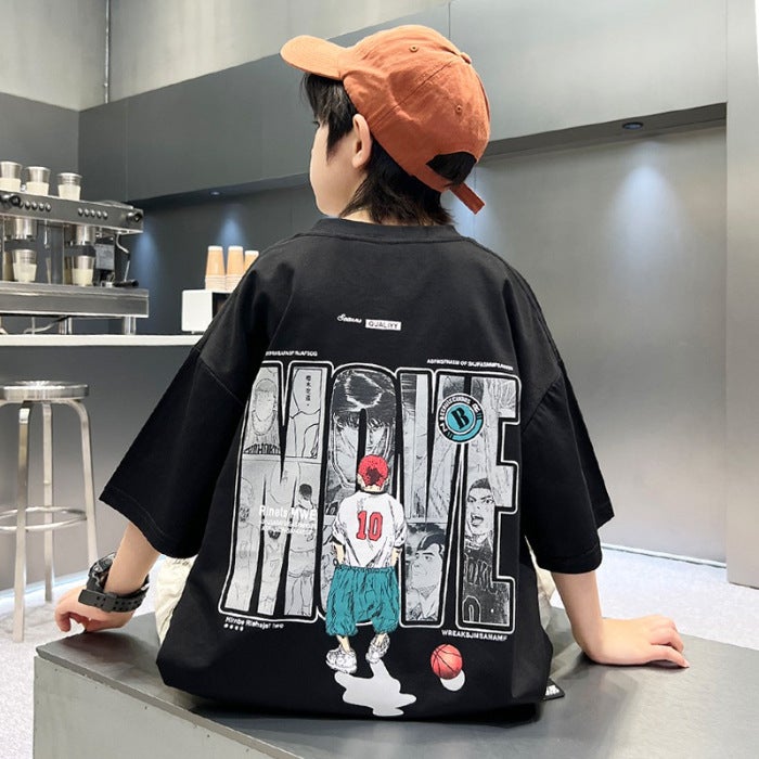 Boys' Pure Cotton Short-Sleeved T-Shirt Summer Wear 2026 New Style Kidsren'S Summer Style Boys' Sports Tops Trendy - Image 1