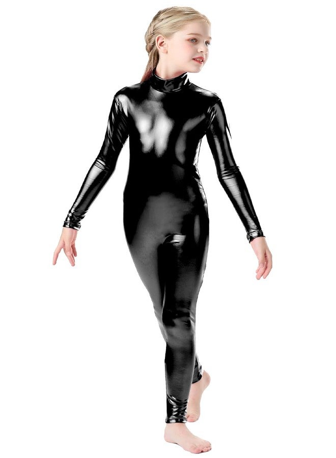 OVIGILY Kids Metallic Unitard Long Sleeve Shiny Bodysuit Dancewear for Girls Halloween Costumes - Image 4