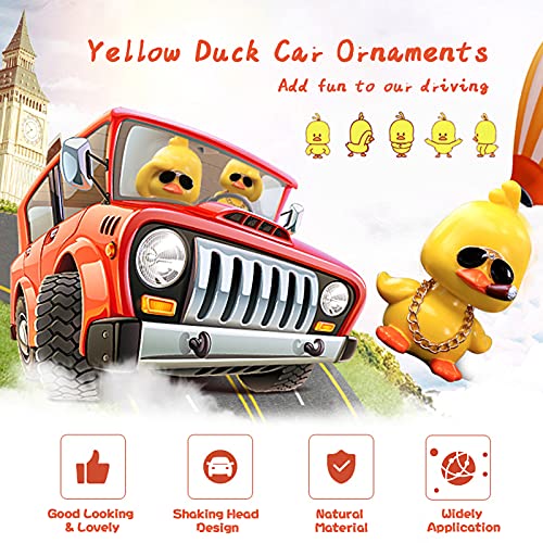 wonuu Cute Yellow Duck Car Ornaments Cool Duck Car Dashboard Decorations Shaking Head Doll - Image 5