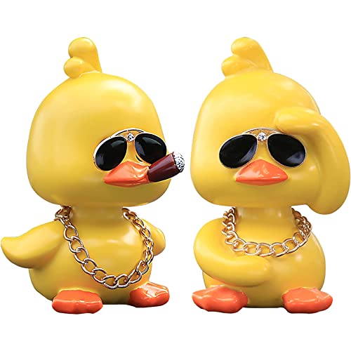 wonuu Cute Yellow Duck Car Ornaments Cool Duck Car Dashboard Decorations Shaking Head Doll - Image 1