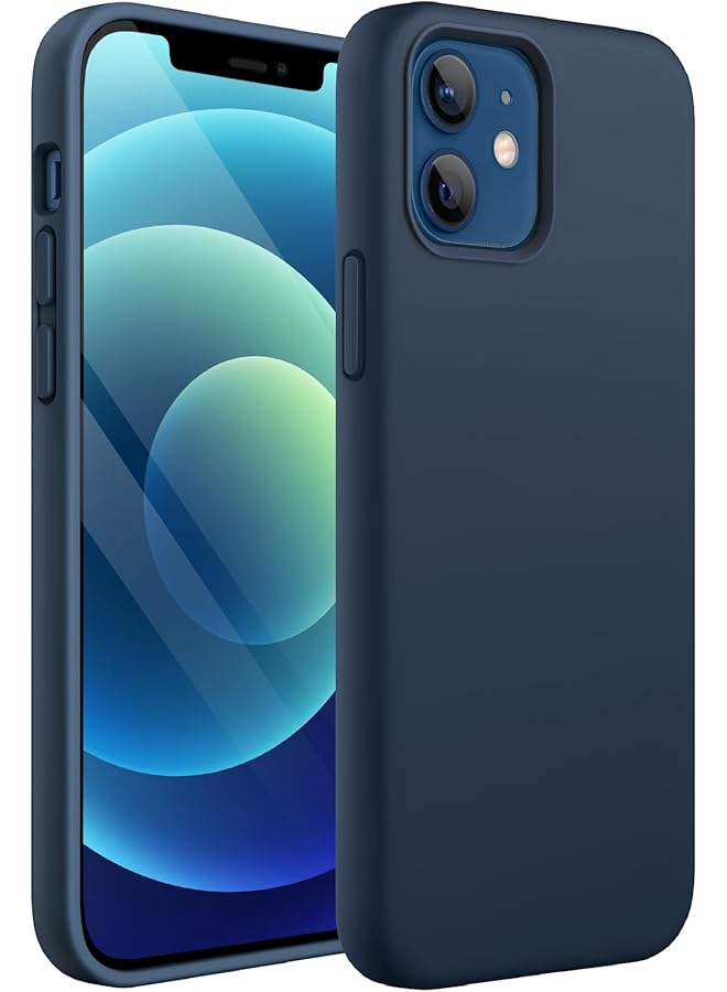 Jetech Silicone Case For Iphone 12 12 Pro 6.1 Inch Silky Soft Touch Full Body Protective Phone Case Shockproof Cover With Microfiber Lining Navy - Image 1