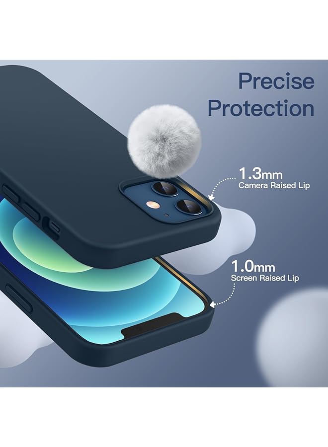 Jetech Silicone Case For Iphone 12 12 Pro 6.1 Inch Silky Soft Touch Full Body Protective Phone Case Shockproof Cover With Microfiber Lining Navy - Image 5