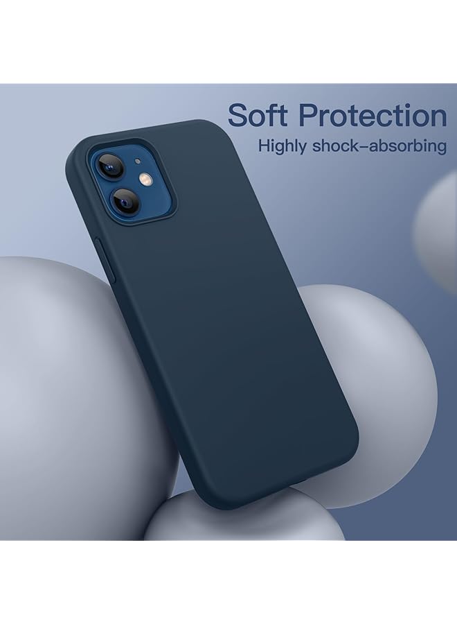Jetech Silicone Case For Iphone 12 12 Pro 6.1 Inch Silky Soft Touch Full Body Protective Phone Case Shockproof Cover With Microfiber Lining Navy - Image 4