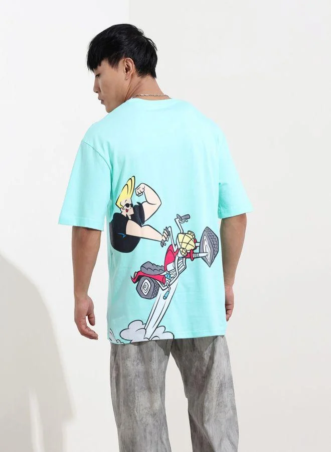 ذا انديان كراج كو Men Boxy Fit Johnny Bravo Printed Crew Neck Half Sleeves T-Shirt