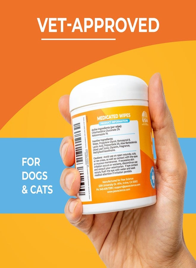 مناديل باو ساينس الطبية المضادة للبكتيريا والفطريات للكلاب والقطط - 100 منديل - مناديل كلورهيكسيدين مع كيتوكونازول لعلاج الطفح الجلدي، والتهابات الجلد، وحكة الكفوف، وحب الشباب لدى الحيوانات الأليفة - Image 5