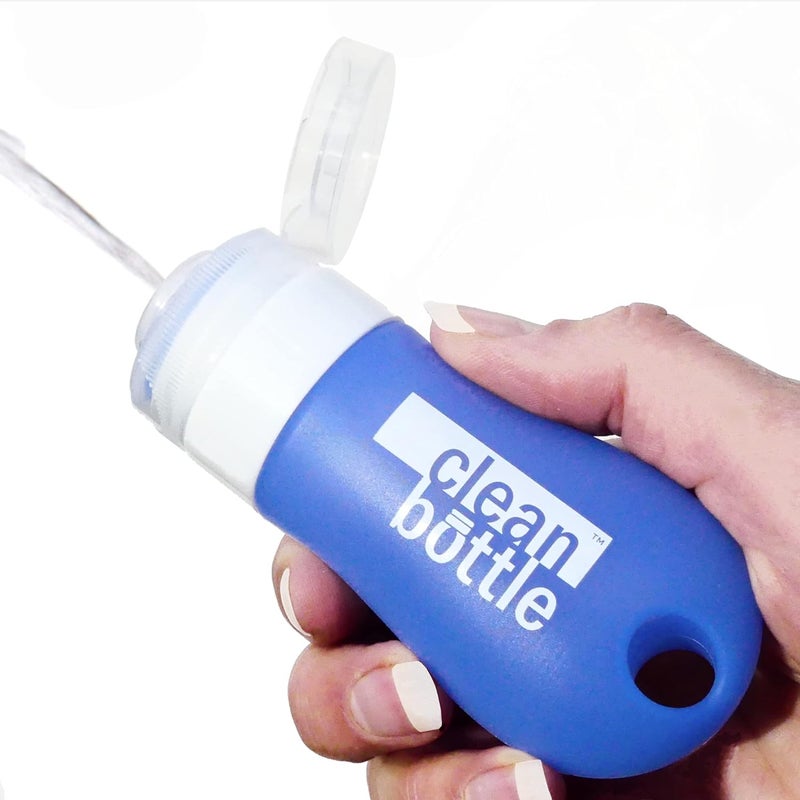 Crafted-Brand CleanButtle Travel Bidet – Your Ultra Discreet Portable Bidet On The Go – CleanButtle Gets Your Butt’le Clean (Clear Blue) Personal Handheld Water Sprayer - Image 1