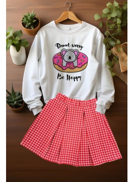 Ada Bebek Çocuk Ada Baby Child Style Sweat Plaid Skirt Top and Bottom Set  - Image 4