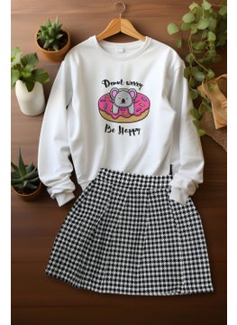 Ada Bebek Çocuk Ada Baby Child Style Sweat Plaid Skirt Top and Bottom Set  - Image 5