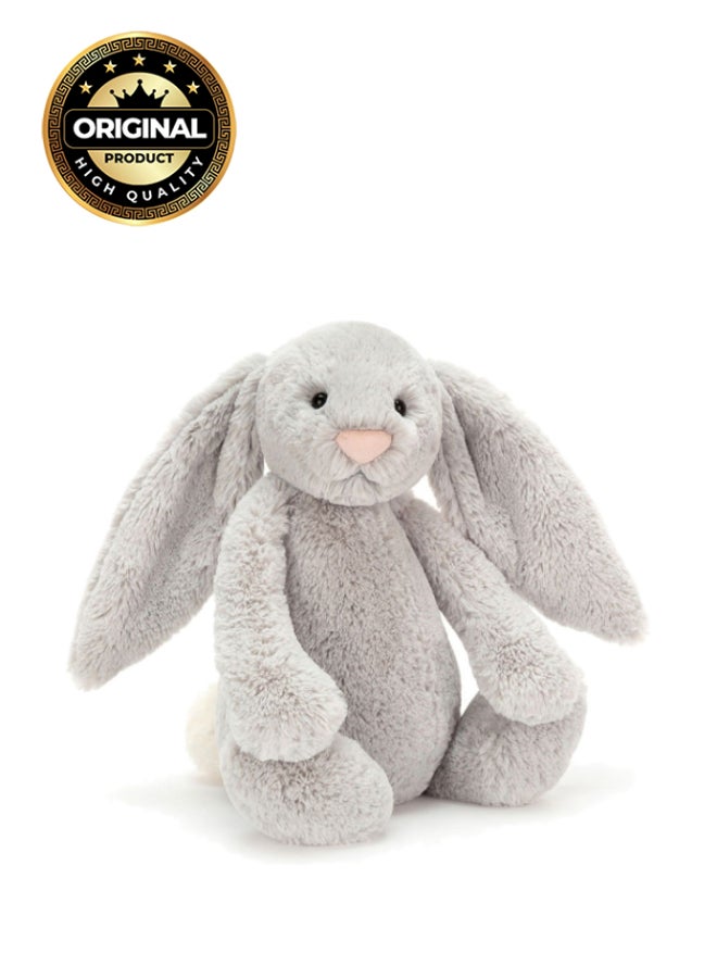 Jellycat Bashful Silver Bunny Plush – Soft Stuffed Toy with Cordy Legs, Cute Valentine’s Gift for Kids & Adults, Collectible Jellycat, 28cm - Image 1