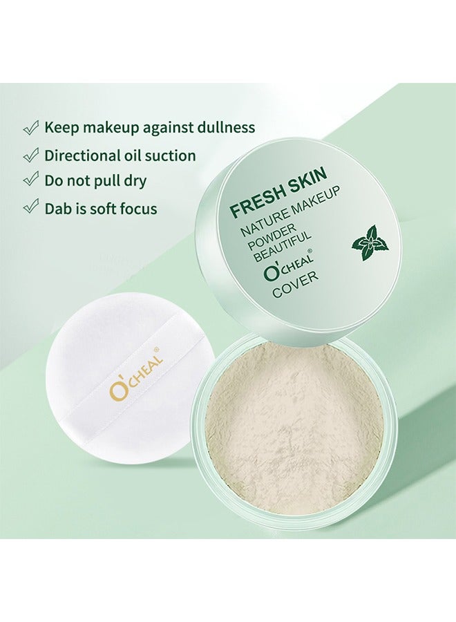 OCHEAL Fresh Skin Nature Makeup Powder,Green Tea Mineral Setting PowderLong-lasting Oil Control Pressed Powder, Waterproof Matte Finish Flawless Setting Powder Madeup,Minimizes Pores & Fine Lines  - Image 2