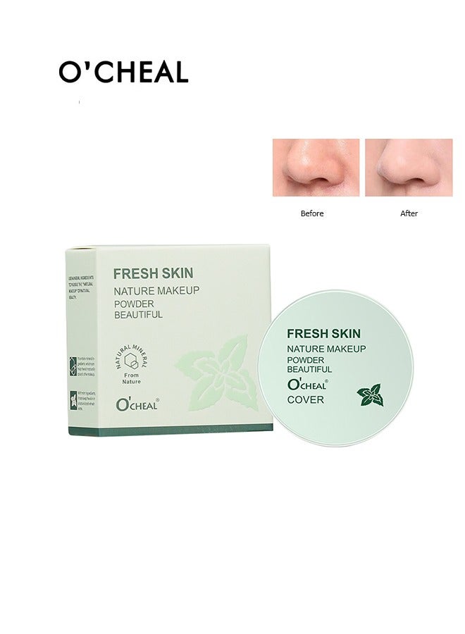 OCHEAL Fresh Skin Nature Makeup Powder,Green Tea Mineral Setting PowderLong-lasting Oil Control Pressed Powder, Waterproof Matte Finish Flawless Setting Powder Madeup,Minimizes Pores & Fine Lines  - Image 1