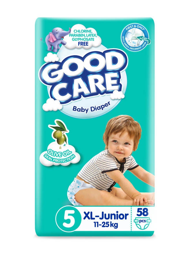 GOOD CARE 58 Piece Baby Diapers  XL Junior Size 5  - Image 2
