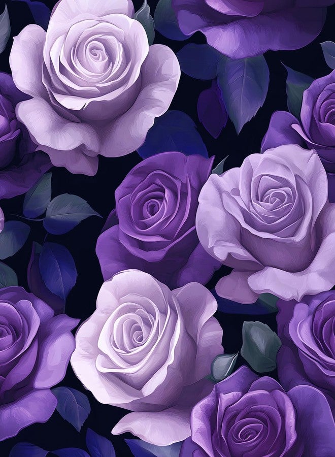 VOLEAAR Purple Peel and Stick Wallpaper, Vintage Purple Rose Floral Pattern Wallpapers, Dark Romance Flower Self Adhesive Contact Paper Wall Decor for Bedroom Bathroom Drawer Bookshelf 17.5In x 9.8Ft - Image 1