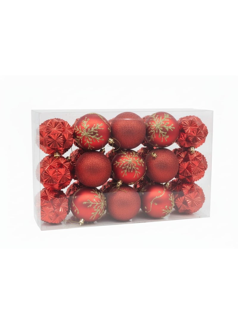 AKDC مجموعة زينة جرس شجرة عيد الميلاد الحمراء 15 قطعة 8 سم زينة معلقة لشجرة العطلات وزينة المنزل - Image 1