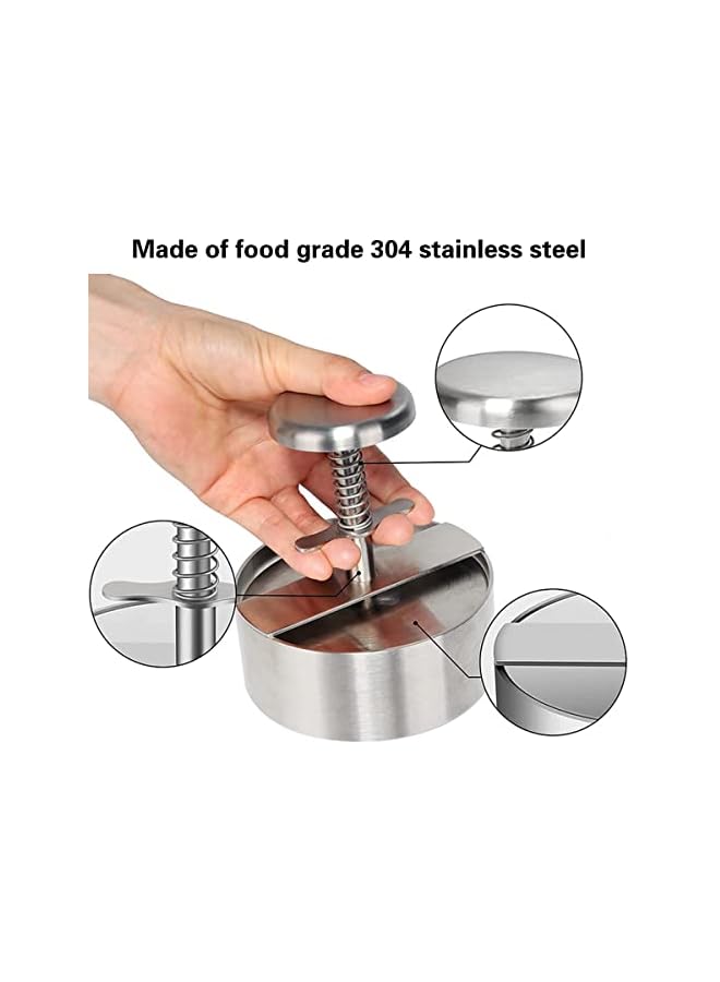 S-TOP Stainless Steel Adjustable Hamburger Press Patty Maker Non Stick Patty Making Molds Easy Release Hamburger Patty Press for Beef Vegetables Burgers BBQ - Image 3