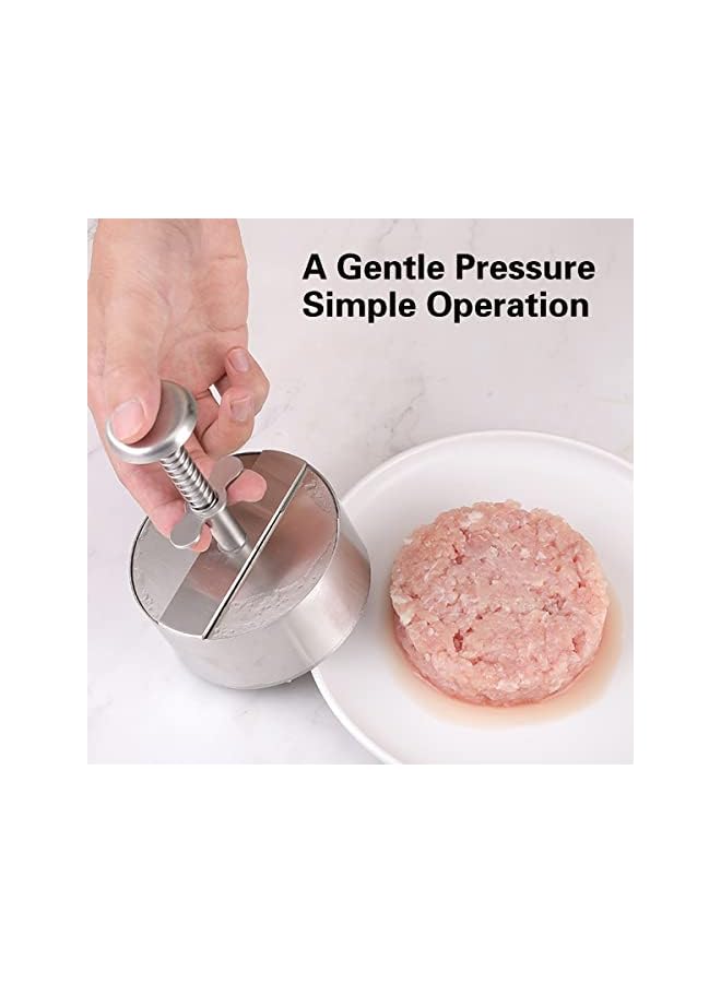 S-TOP Stainless Steel Adjustable Hamburger Press Patty Maker Non Stick Patty Making Molds Easy Release Hamburger Patty Press for Beef Vegetables Burgers BBQ - Image 4