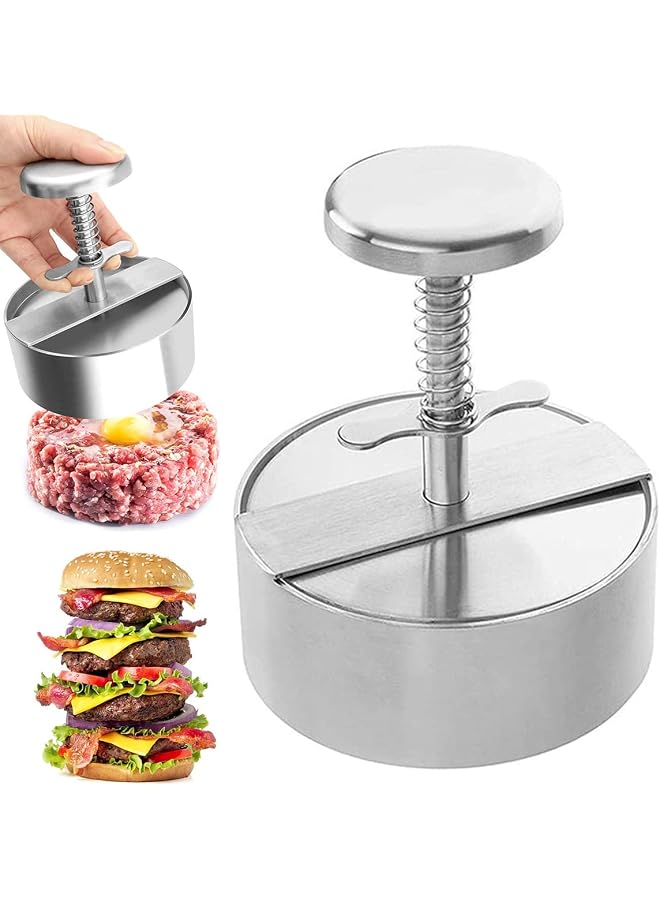 S-TOP Stainless Steel Adjustable Hamburger Press Patty Maker Non Stick Patty Making Molds Easy Release Hamburger Patty Press for Beef Vegetables Burgers BBQ - Image 1