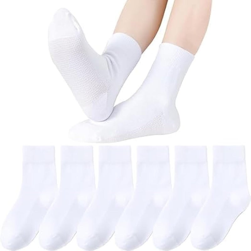 HZYH 6 Pairs Boys Girls Crew Socks, Seamless Cotton Socks, Girls' Half-Cushion Seamless Socks, Cute Socks, Ankle Socks, Unique Birthday Gifts Cute Socks, Size L - Image 1