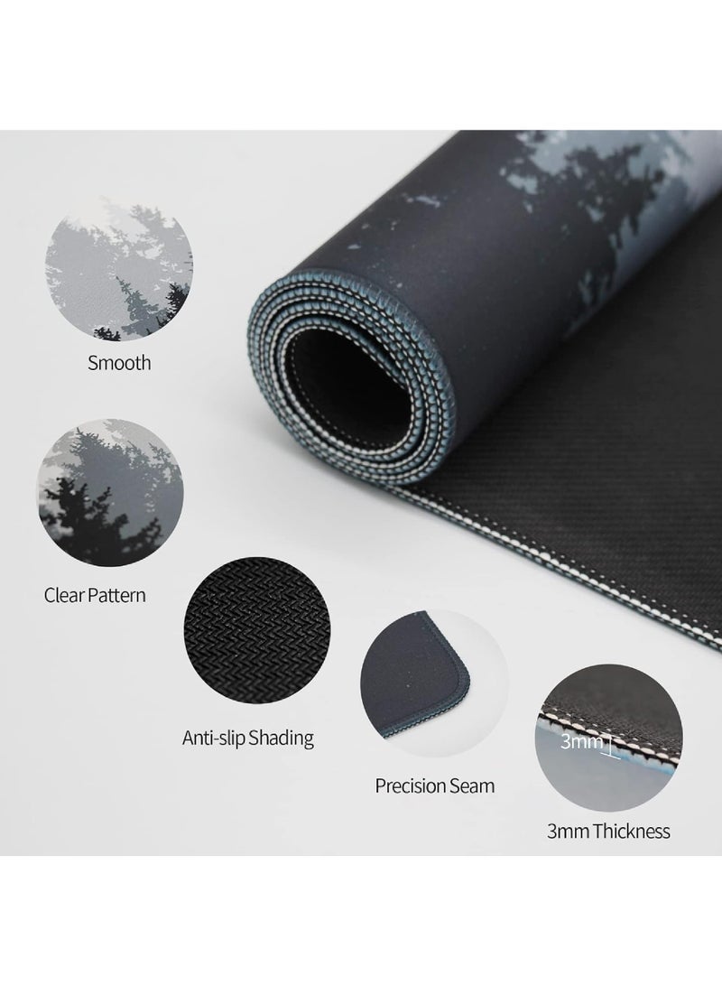 Mouse Pad Extended Gaming Mouse Pad Non-Slip Rubber Base Mouse pad Office Desk Mat Smooth Cloth Surface Keyboard Mouse Pads for Computers (800 * 300 * 3mm)Forest - Image 4