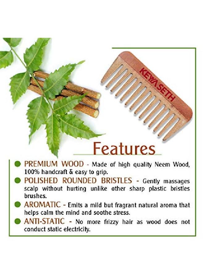 Keya Seth Aromatherapy Neem Wooden Comb Wide Tooth For Hair Growth For Men Women All Purpose Small Size.  - Image 4