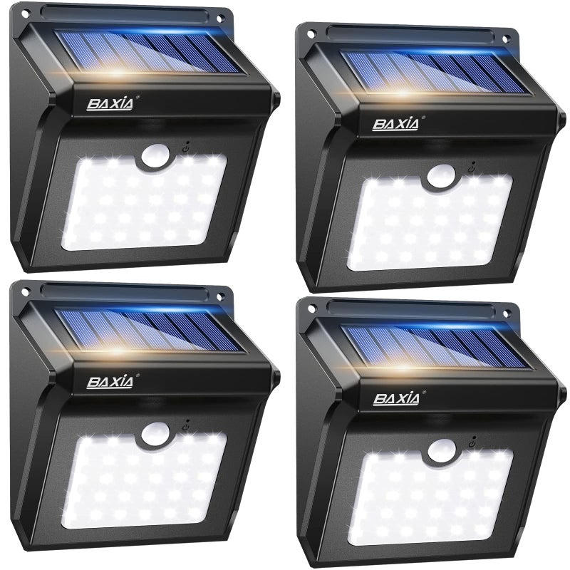 BAXIA TECHNOLOGY Solar Outdoor Lights Wireless Security Motion Sensor Solar Lights Outdoor Waterproof for Front DoorBackyardStepsGarageGarden 400LM4 Packs