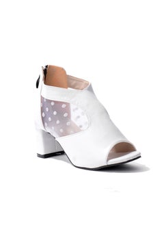 Suede Sandals Open Front With Side Shape C-52 WHITE