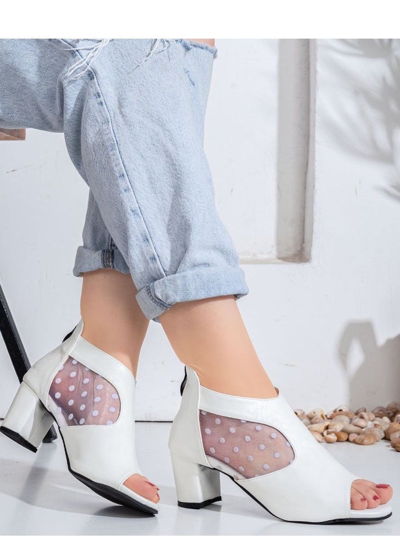 Vbranda - Suede Sandals Open Front With Side Shape C-52 WHITE - Image 1