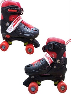 Generic Adjustable Roller Skate Shoes 2-Rows 4-Wheels, Red/White, Size Large 39-42  - Image 1