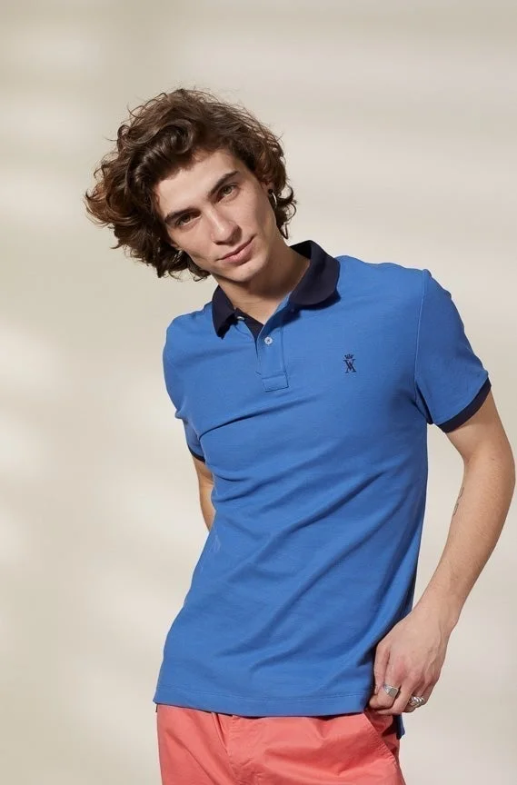 Vicomte A. Perry Blue Polo 100% Pima Cotton