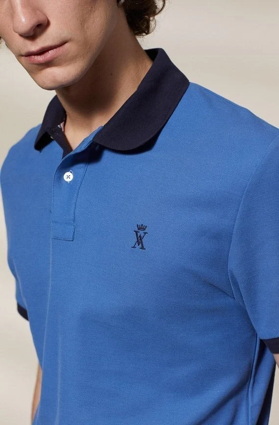 Vicomte A. Perry Blue Polo 100% Pima Cotton