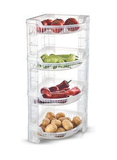Reko 4-Layer Corner Rack Multi Purpose Plastic Corner Rack with Door Storage Shelf for Kitchen/Living Room/Bathroom - Multicolour  - Image 1