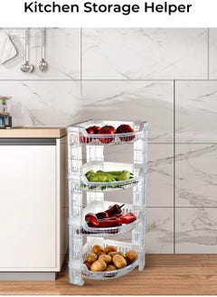 Reko 4-Layer Corner Rack Multi Purpose Plastic Corner Rack with Door Storage Shelf for Kitchen/Living Room/Bathroom - Multicolour  - Image 3