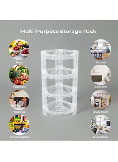 Reko 4-Layer Corner Rack Multi Purpose Plastic Corner Rack with Door Storage Shelf for Kitchen/Living Room/Bathroom - Multicolour  - Image 2