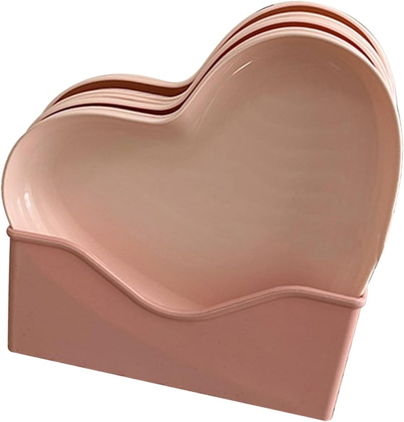 Fdit طبق عشاء على شكل قلب من فديت بلاستيك سهل الاستخدام لتقديم الطعام أدوات المائدة للمطبخ لحفلات التجمعات الزفاف مع أطباق وصواني 5 أطباق مع حامل - Image 2