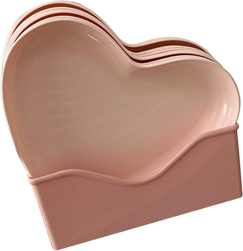 Fdit طبق عشاء على شكل قلب من فديت بلاستيك سهل الاستخدام لتقديم الطعام أدوات المائدة للمطبخ لحفلات التجمعات الزفاف مع أطباق وصواني 5 أطباق مع حامل - Image 1