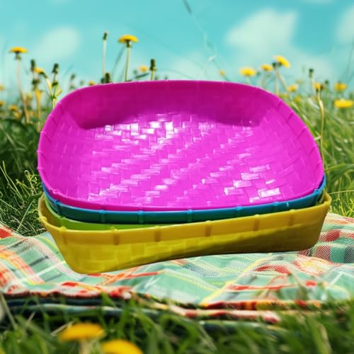LJL Traders® Serving Tray Square Shaped Plastic Tray Muram soop sup moram for Chat puja and Kitchen Multicolor, Size 26x26 cm, 2 Pieces - Image 1