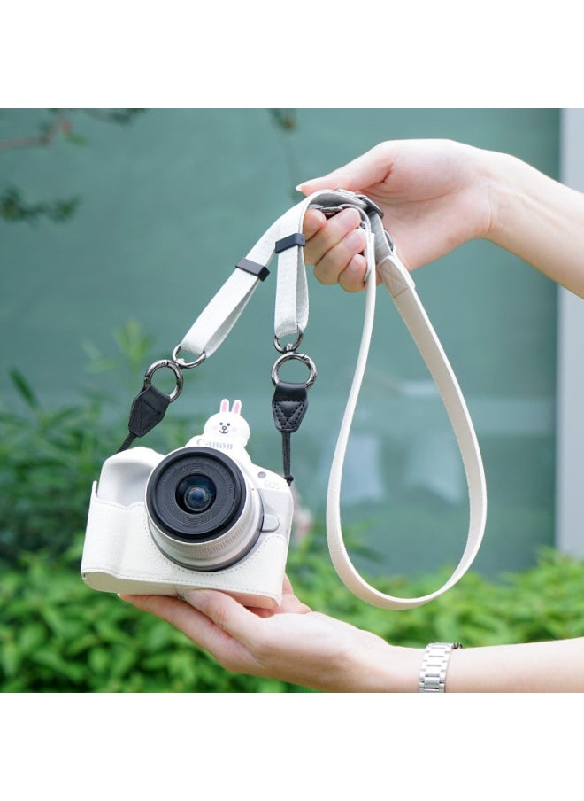 Generic Suitable For Canon R50 Camera Case R10 Micro Single Protective Case R100 Base Bag Accessories R5 Leather Case Cute Protective Case-Color:R50/r100 Lili Pattern (black) Single Base + V303 Shoulder Strap, Free Screen Tempered Film  - Image 4