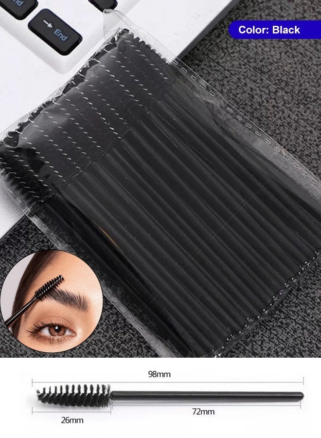 50Pcs Disposable Mascara Wands, Black Eyelash Applicator Brushes, Disposable Spoolie Brushes for Eyelash Extensions & Makeup - Image 1